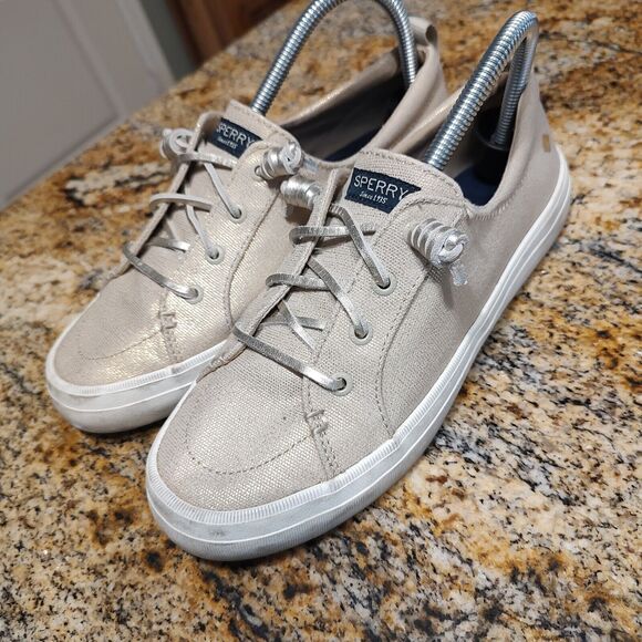 Sperry Women’s Crest Vibe Vulcanized Sneaker Flat Heel Gray STS85703 Size 8W - Picture 1 of 12